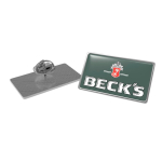 Vierkante metalen pin met bolle afwerking en stevige sluiting
