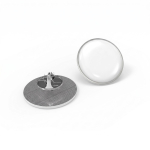 Ronde metalen pin met bolle afwerking en veilige sluiting kleur zilver