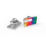 Kleine rechthoekige metalen pin met bolle afwerking en stevige sluiting kleur zilver