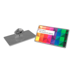Kleine rechthoekige metalen pin met bolle afwerking en stevige sluiting