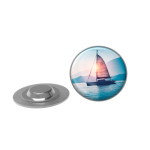 Metalen pin voor kleding met ronde magneetsluiting kleur zilver