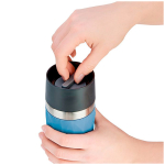 Compacte lekvrije thermobeker van roestvrij staal voor onderweg kleur blauw