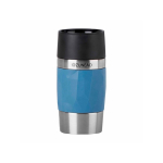 Compacte lekvrije thermobeker van roestvrij staal voor onderweg kleur blauw