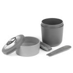 Hermetische kunststof lunchbox met 2-in-1 bestek, gemaakt in de EU kleur grijs