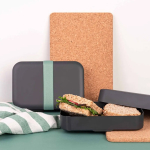 Lunchbox van gerecycled kunststof met elastische band kleur grijs