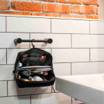 Grote waterdichte Peak Design toilettas van nylon met haak kleur zwart
