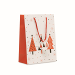 Middelgrote kerst cadeauzak van papier met kerstthema kleur wit