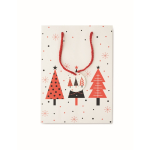 Middelgrote kerst cadeauzak van papier met kerstthema kleur wit derde weergave