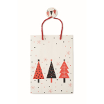 Middelgrote kerst cadeauzak van papier met kerstthema kleur wit vijfde weergave