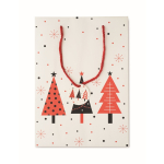 Grote kerst cadeauzak van papier met kerstthema kleur wit derde weergave