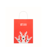 Kleine kerst cadeauzak van papier, gemaakt in de EU kleur rood weergave met bedrukking
