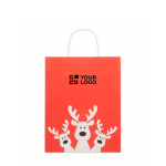 Middelgrote kerst geschenkzak van papier, gemaakt in de EU kleur rood weergave met bedrukking