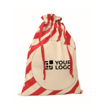 Grote kerst geschenkzak met touwsluiting 50x70cm kleur rood weergave met bedrukking