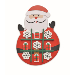 Kerstversie van drie-op-een-rij in houten bord met Santa kleur rood derde weergave