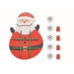 Kerstversie van drie-op-een-rij in houten bord met Santa kleur rood vierde weergave