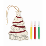 Houten kerstboom ornament om in te kleuren kleur hout
