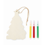 Houten kerstboom ornament om in te kleuren kleur hout derde weergave