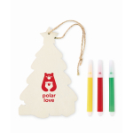 Houten kerstboom ornament om in te kleuren kleur hout hoofdweergave derde weergave