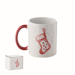 Keramische mok met kerstdesign en passend handvat 300ml kleur rood