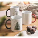 Keramische mok met kerstdesign en passend handvat 300ml kleur rood sfeervolle weergave