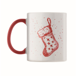 Keramische mok met kerstdesign en passend handvat 300ml kleur rood vierde weergave