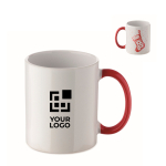 Keramische mok met kerstdesign en passend handvat 300ml kleur rood weergave met bedrukking