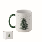 Keramische mok met kerstdesign en passend handvat 300ml kleur groen