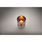 LED kaars in glazen pot met kerststerren kleur rood foto bekijken vierde weergave
