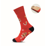 Paar kerst sokken met label om te personaliseren kleur rood