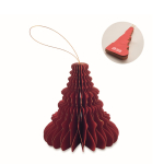 Vouwbare papieren kersthanger in de vorm van een boom kleur rood weergave met bedrukking