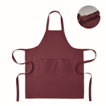 Schort met voorzakken en verstelbare banden 240g/m2 kleur bordeaux