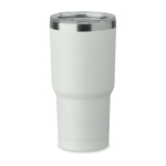 RVS glas met deksel en schuifgat 500ml kleur wit achtste weergave