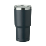 RVS glas met deksel en schuifgat 500ml kleur marineblauw achtste weergave