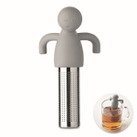 Roestvrijstalen thee-infuser in de vorm van een mannetje van silicone kleur grijs
