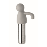Roestvrijstalen thee-infuser in de vorm van een mannetje van silicone kleur grijs zevende weergave
