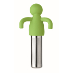 Roestvrijstalen thee-infuser in de vorm van een mannetje van silicone kleur limoen groen vierde weergave