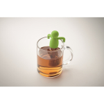 Roestvrijstalen thee-infuser in de vorm van een mannetje van silicone kleur limoen groen foto bekijken vierde weergave