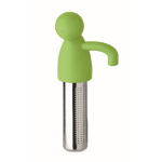 Roestvrijstalen thee-infuser in de vorm van een mannetje van silicone kleur limoen groen zevende weergave