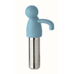 Roestvrijstalen thee-infuser in de vorm van een mannetje van silicone kleur lichtblauw derde weergave