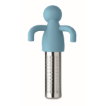 Roestvrijstalen thee-infuser in de vorm van een mannetje van silicone kleur lichtblauw vierde weergave