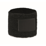 Polsband voor sport, polyester-katoen met personaliseerbaar patch kleur zwart