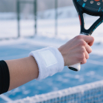 Polsband voor sport, polyester-katoen met personaliseerbaar patch kleur zwart sfeervolle weergave