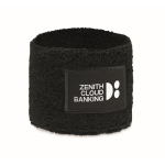 Polsband voor sport, polyester-katoen met personaliseerbaar patch kleur zwart hoofdweergave