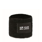 Polsband voor sport, polyester-katoen met personaliseerbaar patch kleur zwart weergave met bedrukking