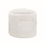 Polsband voor sport, polyester-katoen met personaliseerbaar patch kleur wit