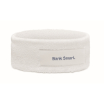 Hoofdband voor sport met personaliseerbaar patch kleur wit hoofdweergave