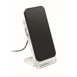 Transparante telefoonhouder met draadloze oplader 15W kleur doorzichtig tweede weergave