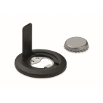 Ronde magnetische iPhone® houder met flessenopener kleur zwart tweede weergave