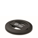 Ronde magnetische iPhone® houder met flessenopener kleur zwart weergave met bedrukking