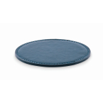 Ronde kunstleren onderzetter, personaliseerbaar kleur marineblauw